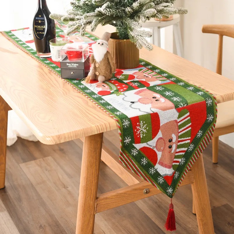 Christmas Cartoon Style Simple Style Color Block Cloth Holiday Festival Table Runner