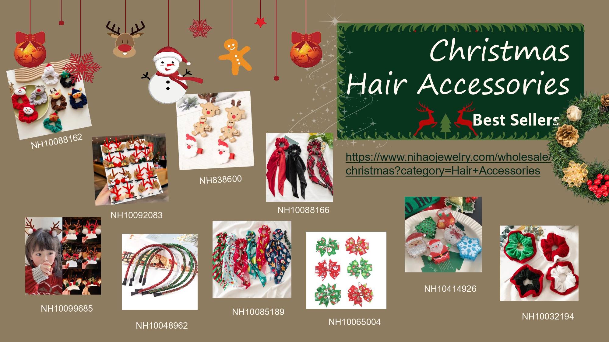 the CHRISTMAS TRENDS 2024 Hair Accessories collection from Nihaojewelry