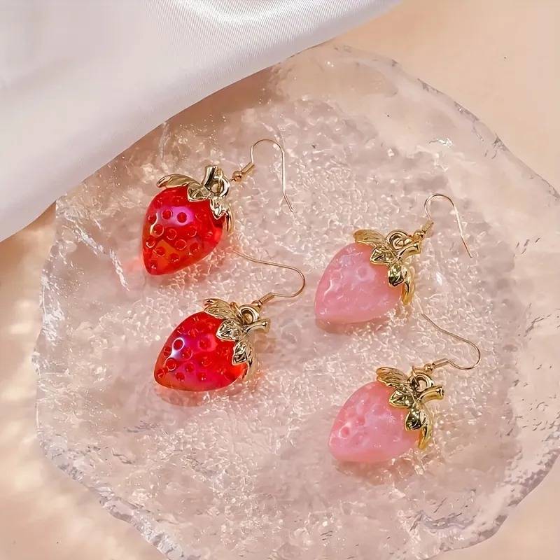 Jewelry Trends For Your Boutique-Cute Strawberry Resin Drop Earrings