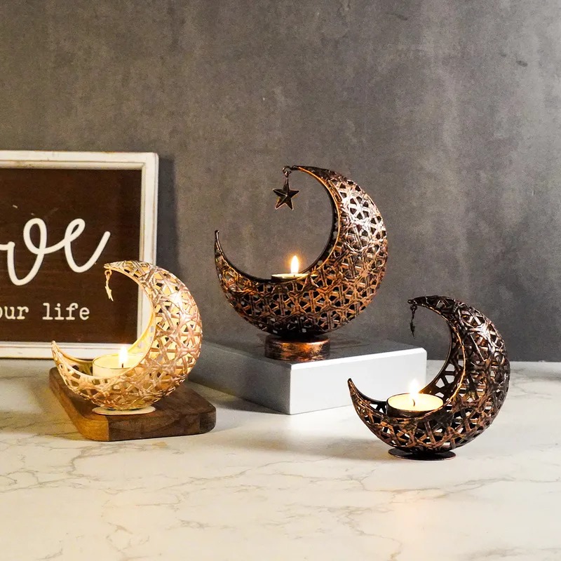 Simple Style Star Moon Iron Candlestick Artificial Decorations