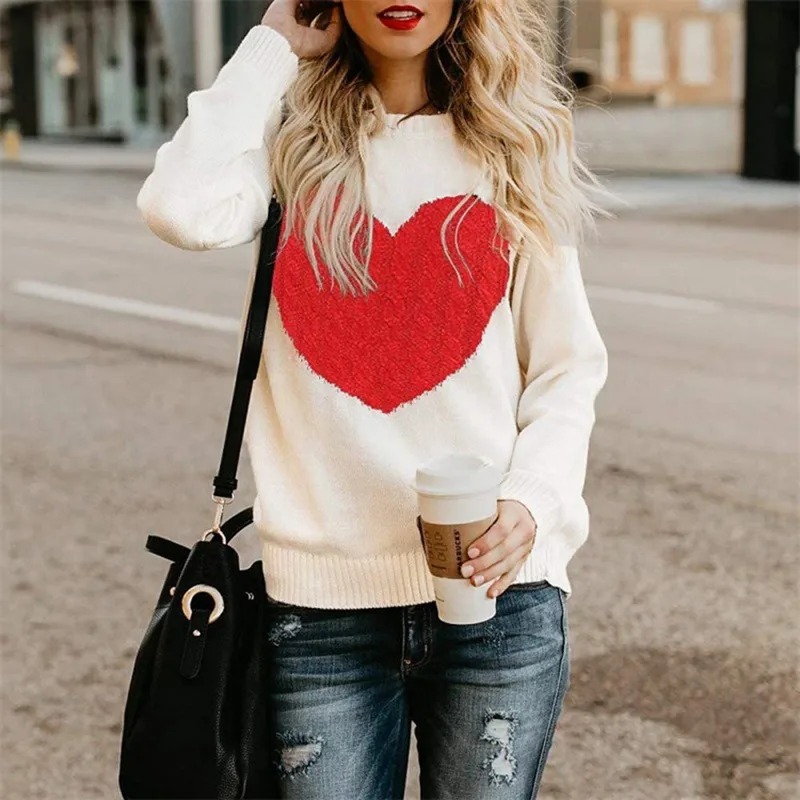 Sweaters & Cardigans Patchwork Fashion Heart Shape