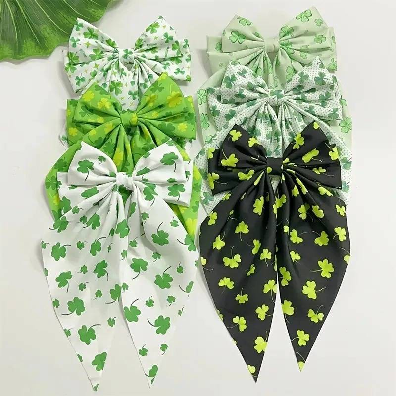 Classic Style Women's Four Leaf Clover Bow Knot Cloth Hair Clip