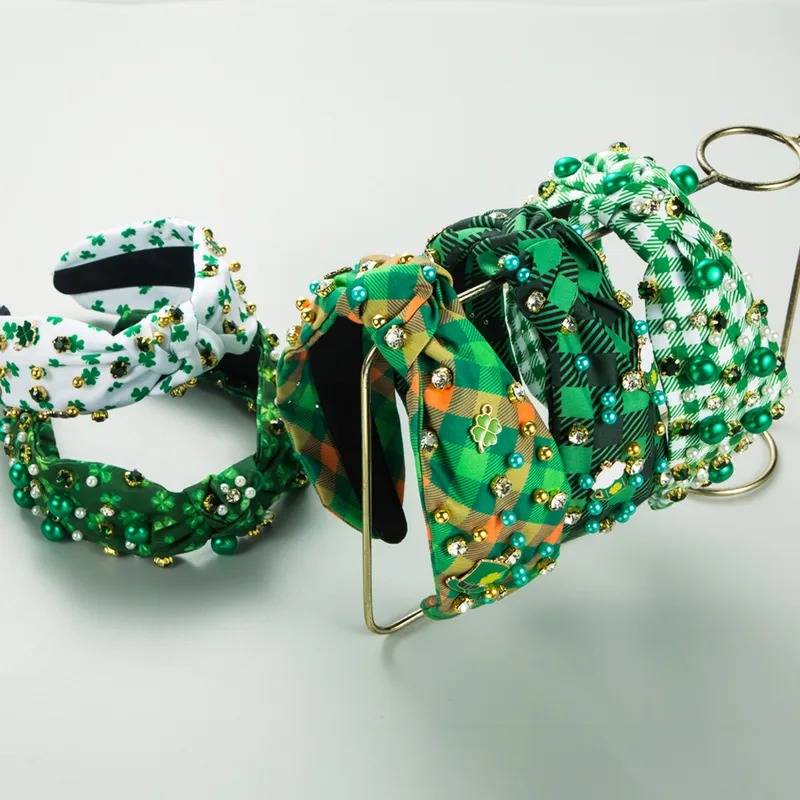 St Patrick's Day 2025 Inlay Artificial Pearls Alloy Rhinestones Hair Band