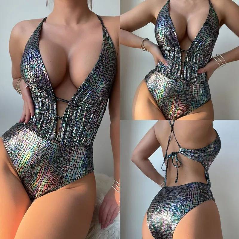 Women's Sexy Grid One Piece Swimwear