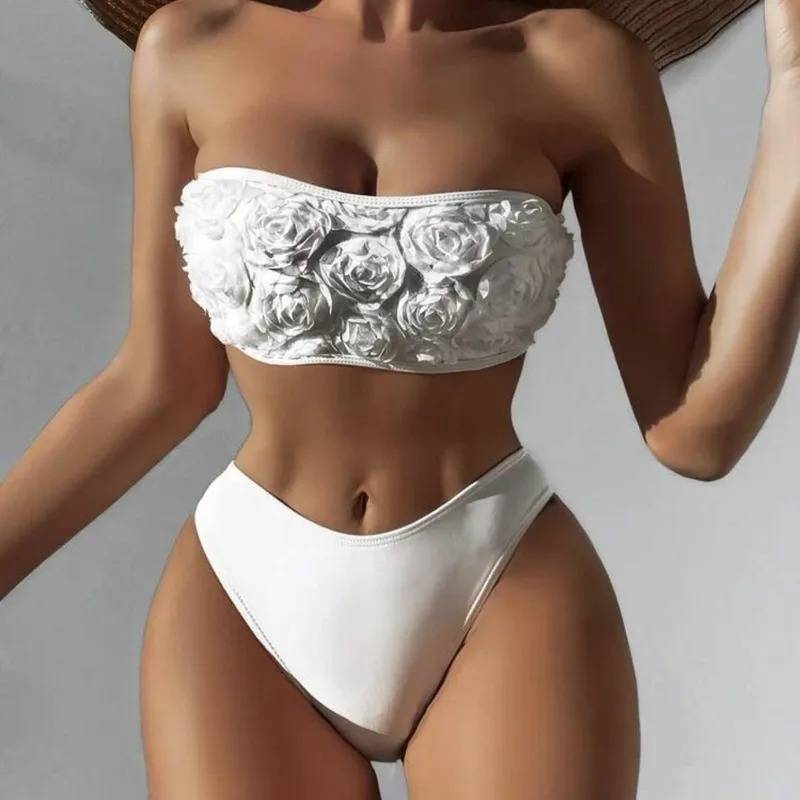 Women's Solid Color 2 Pieces Set Bikinis Swimwear